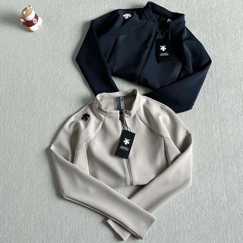 DESCENTE Solid Color Training Jacket Stand Collar Long Sleeve Jacket 2026 Autumn Fashion Women's New Style
