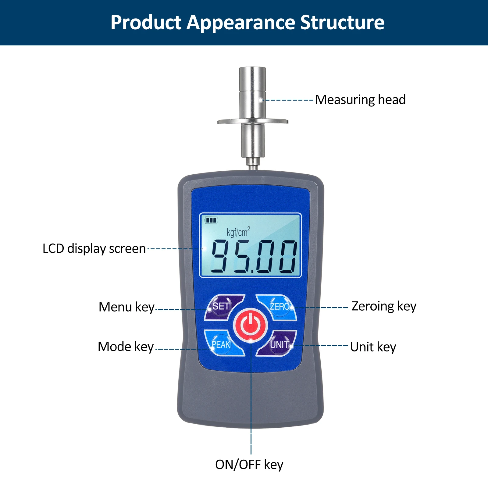 Digital Fruit Hardness Tester Meter Fruit Penetrometer Durometer with Range 0.4 to 30 Kgf/cm² (x10^5 Pa) Load Division Value