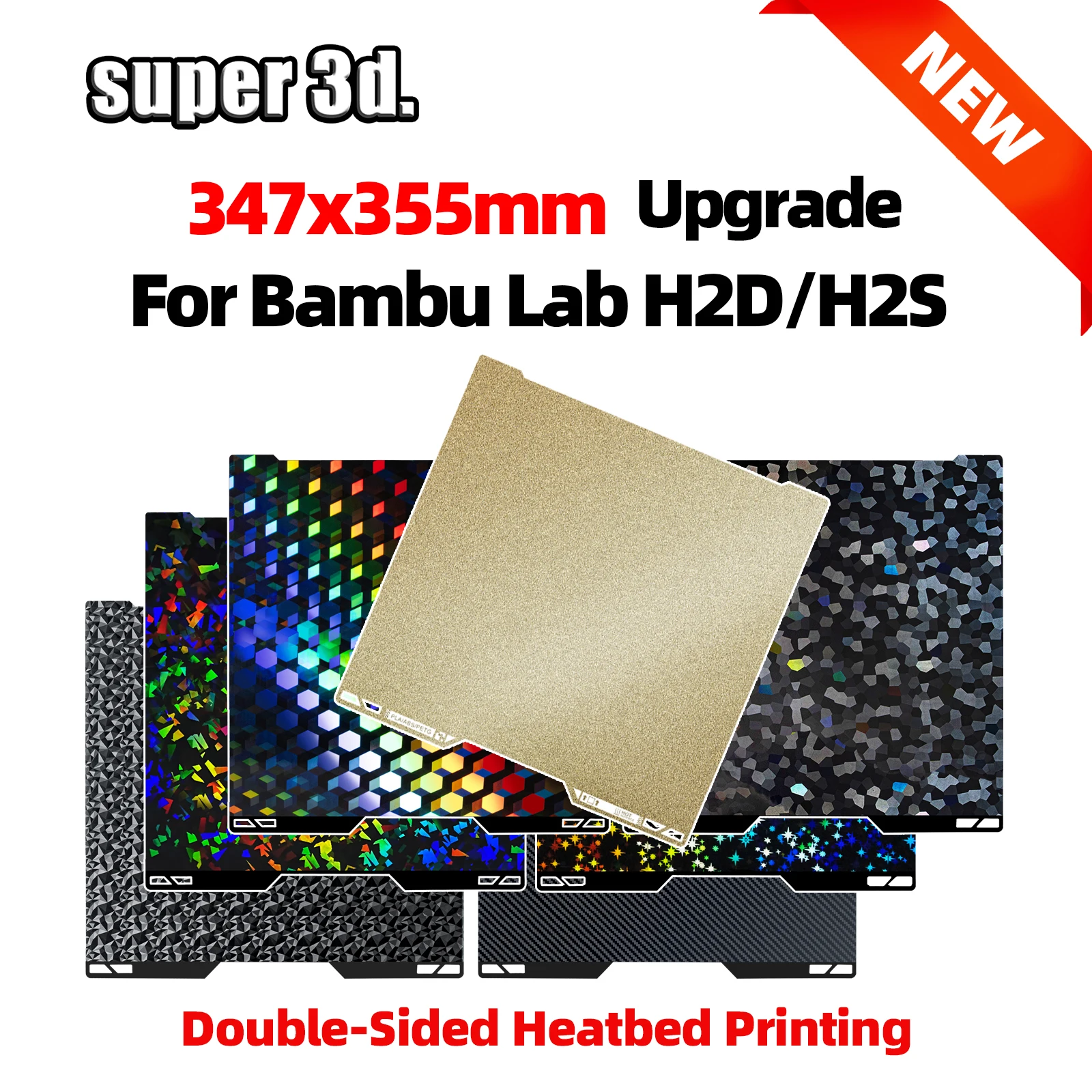 

355x347mm Build Plate for Bambu Lab H2S/H2D/H2D Laster Full Combo/H2D AMS Combo Plate Print PET Bed for Bambulab H2D 3D Printers