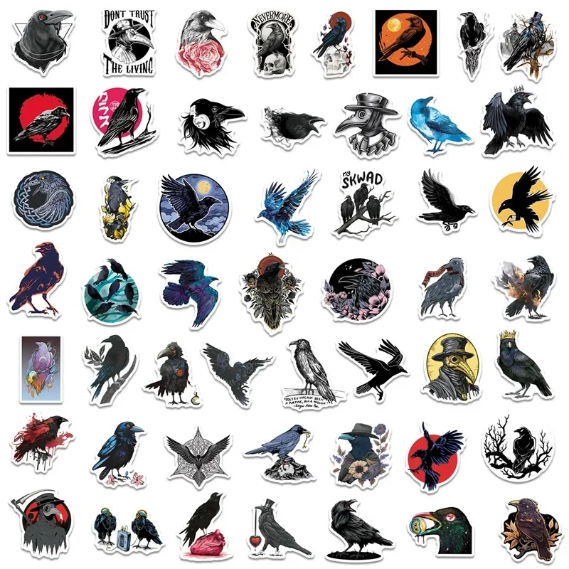 10/30/50PCS Cute Gothic Crow PVC Sticker Aesthetic Korean Children\'s Decoration Scrapbooking Stationery School Supplies