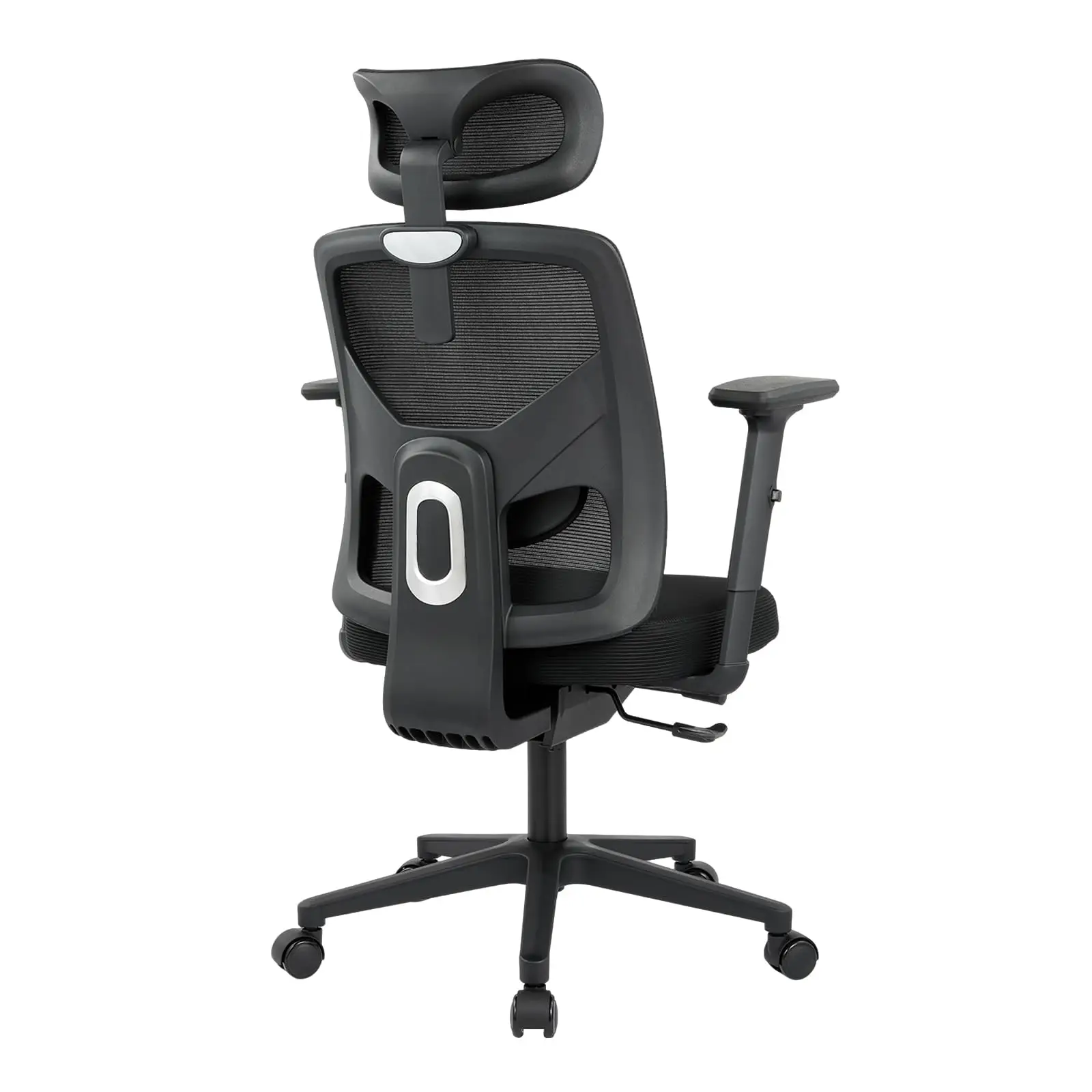 Ergonomische bureaustoel van mesh met hoofdsteun, lendensteun, verstelbare hoogte, opklapbare armleuningen, 360° °   Draaibare bureaustoel met hoge rugleuning