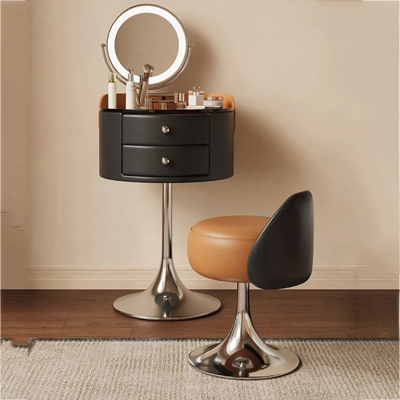 

Nordic Small Storage Vanity Table Chair Set Modern Glass Unique Makeup Dresser Drawers Led Organizer Coiffeuse Furniture Home