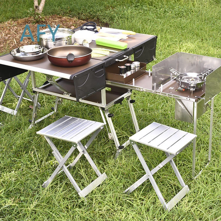 ポータブル折りたたみ式フードトレーラー、屋外調理グリル、ダイ - Camping Cooking Dining Set のレビューと価格