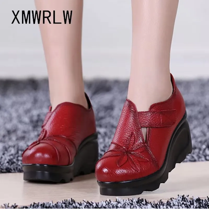 XMWRLW женские летние сандалии из натуральной кожи, женская обувь на танкетке в стиле ретро, женские сандалии на резиновой подошве, летние сандалии для женской обуви