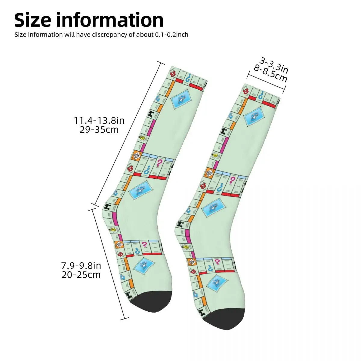 Board Game Board- Monopoly Socks Harajuku High Quality Stockings All Season Long Socks Accessories for Man's Woman's Gifts