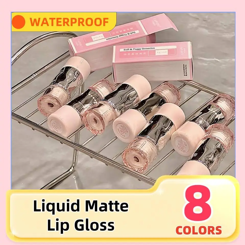 

8 Colors Matte Lip Gloss Waterproof Not Easy Fade Velvet Rose Red Brown Lip Mud Nude Lasting Liquid Lipstick