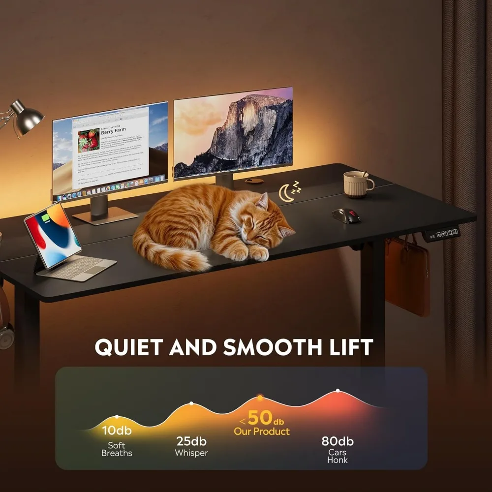مكتب قائم كهربائي قابل للتعديل، 55 × 28 بوصة، سطح مكتب عميق 28 بوصة للاستخدام في حامل الجلوس #6