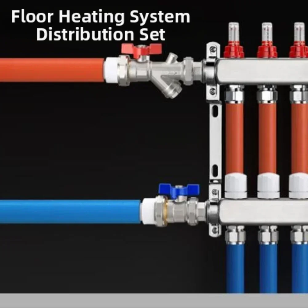 One Pair/DN25 Nickel-Plated Manifold Adjustable End Set With Drain And Air Vent Valve Used In Underfloor Heating System Tools