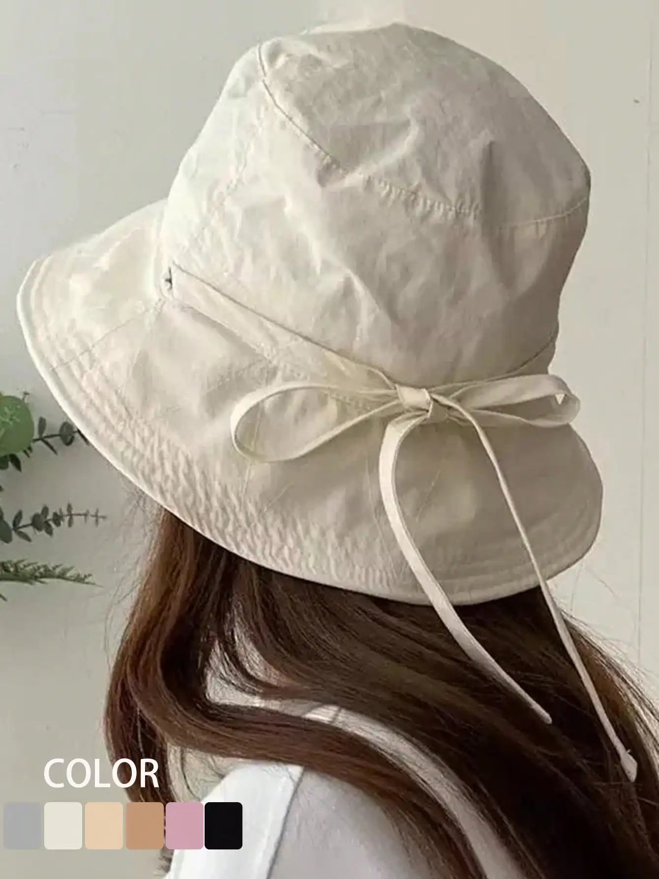 Atmungsaktiver, einfarbiger Fischerhut mit großer Krempe, Sonnenschutz, verstellbarer Riemen, minimalistischer japanischer Stil, Sommer-Sonnenhut für Damen