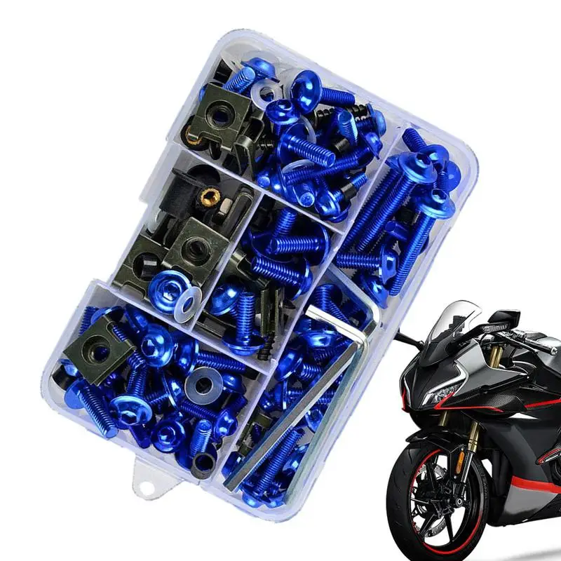 Motorcycle Windscreen Fairing Bolt Kit | Motorcycle Fasteners Fairing Kit | 177pcs Fairing Bolts Nut M5 M6 Mounting Kits Alloy