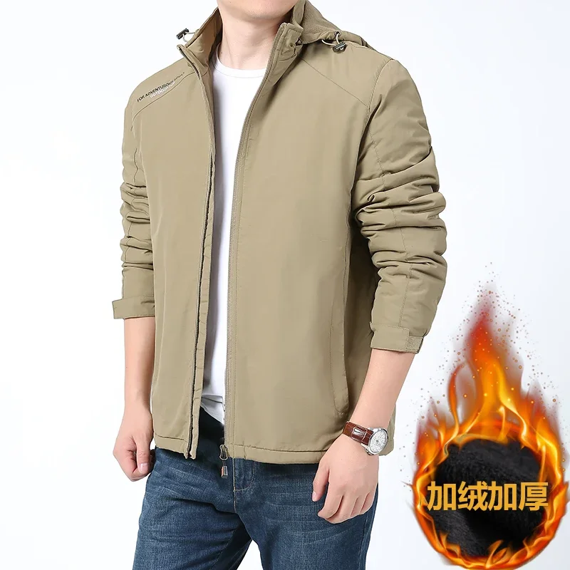 

2026 Men Autumn Winter Outdoor Cotton Jacket Fashion Casual Thickened Warm Overcoat Windproof Men New Zipper Parkas with Hood