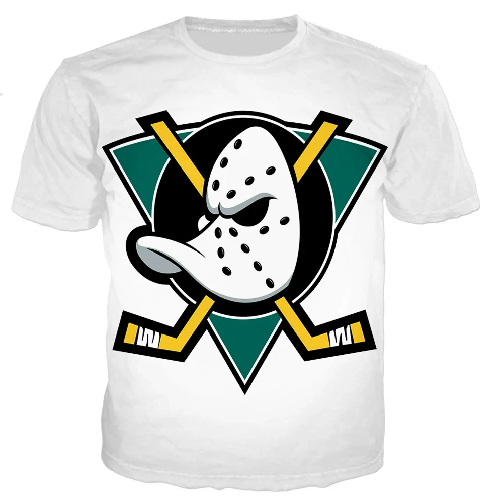 2024 Ice Hockey Mighty Duck Helmet Print T-shirt 3D Men Women Hip Hop Short-sleeved Tee shirt Summer Casual Oversized Sport Top