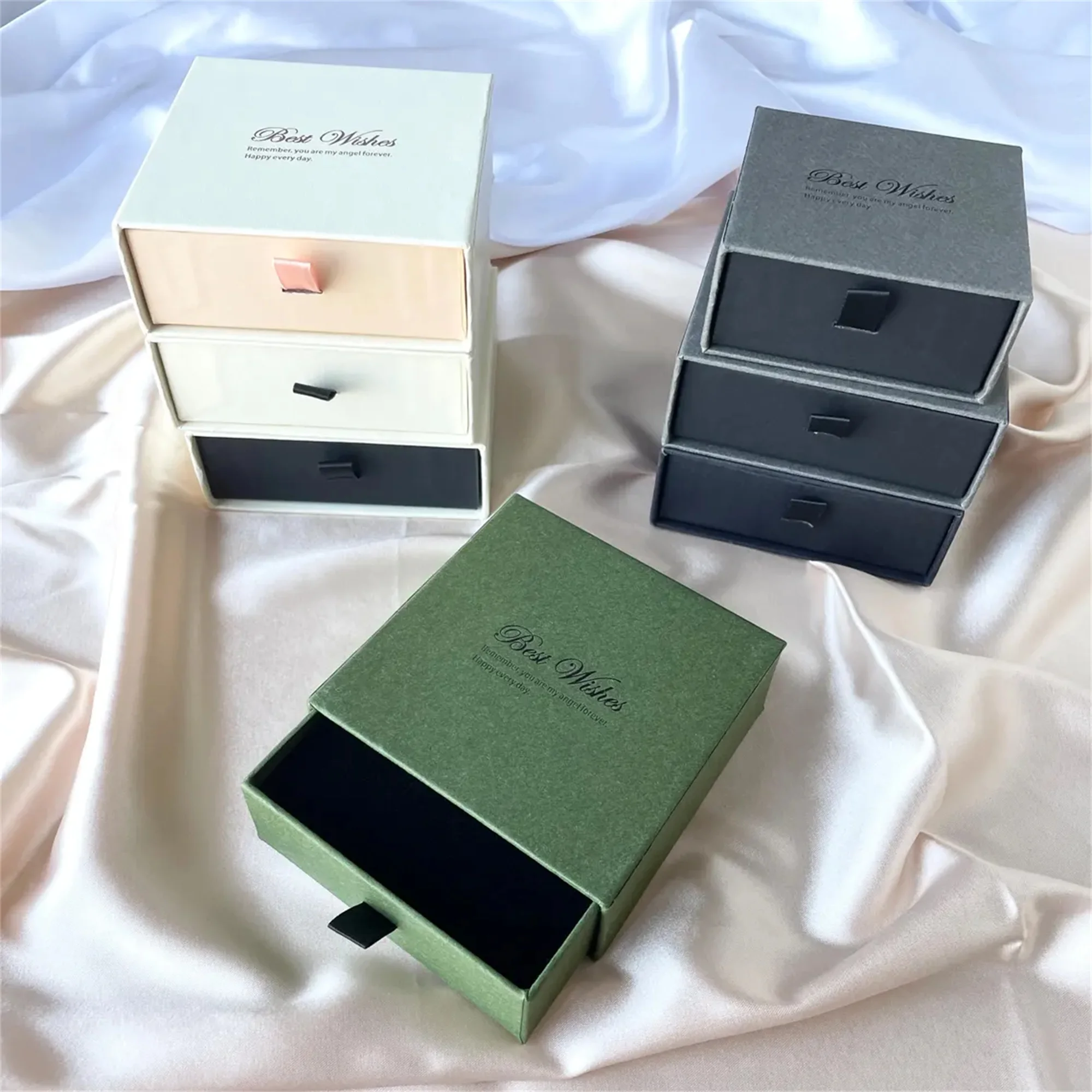 

100pcs Bulk Custom Logo Jewelry Gift Box for Wedding Party Candy Favor DIY Cardboard Drawer Organizer Earring Bracelet Ring Case