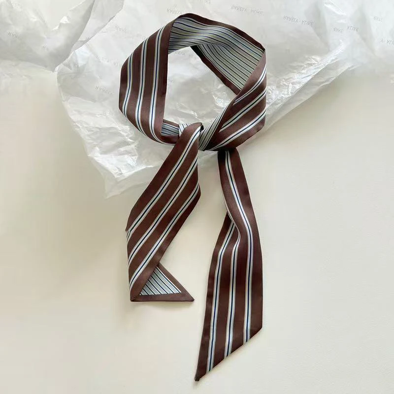 Fashion Spring Woman Skinny Silk Scarf Long Hair Strip Silk Ribbon Girl Small Neck Scarves Bag Handle Ribbon Kerchief Lady Tie image 5