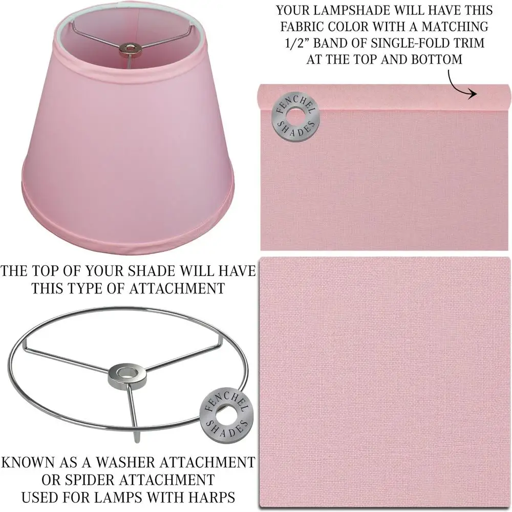 

Round Lampshade 6 Top x 10 Bottom x 8 Slant Height with 0.4 Spider Attachment for Ceiling Fixtures