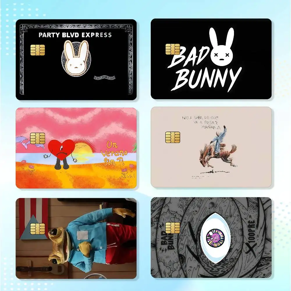 Singer B-Bad B-Bunny Matte Card Stickers For Credit Cards Debit Cards And Transit Cards 4Pcs