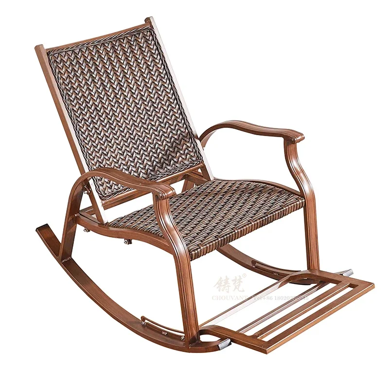 Chouvant cheap price garden balcony plastic rattan furniture outdoor model B resting aluminum PE rattan rocking lazy chair