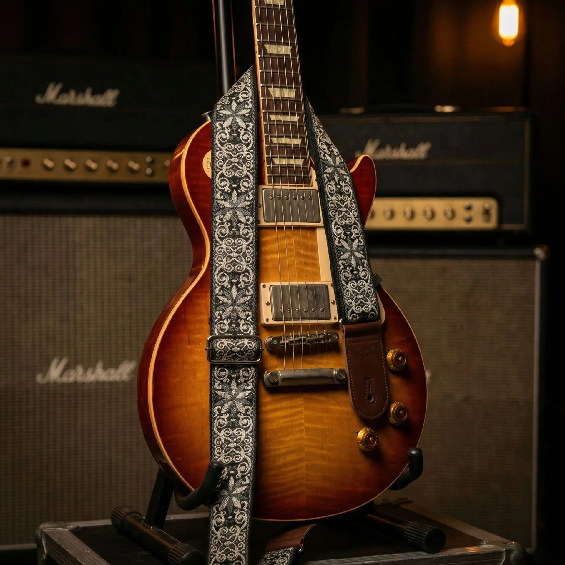 Correa de guitarra ajustable de estilo bohemio con estampado bordado, adecuada para guitarra eléctrica folk, guitarra ukelele