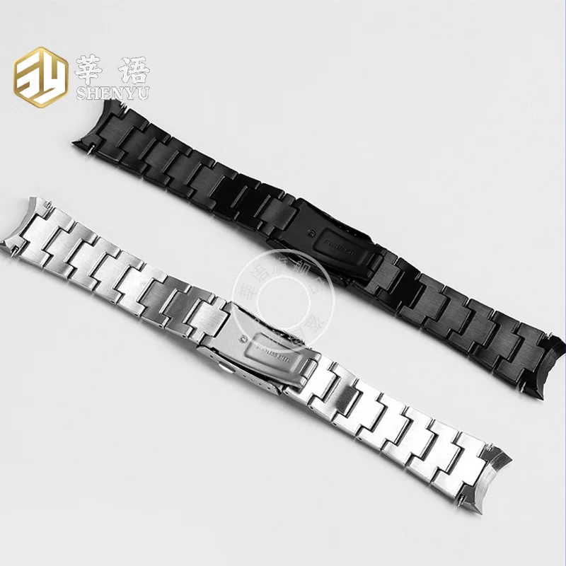 Ремешок для часов Shenyu из нержавеющей стали для Casio 5274 EFB-540SBD/SBC, изогнутый ремешок, стальной ремешок, аксессуары для часов