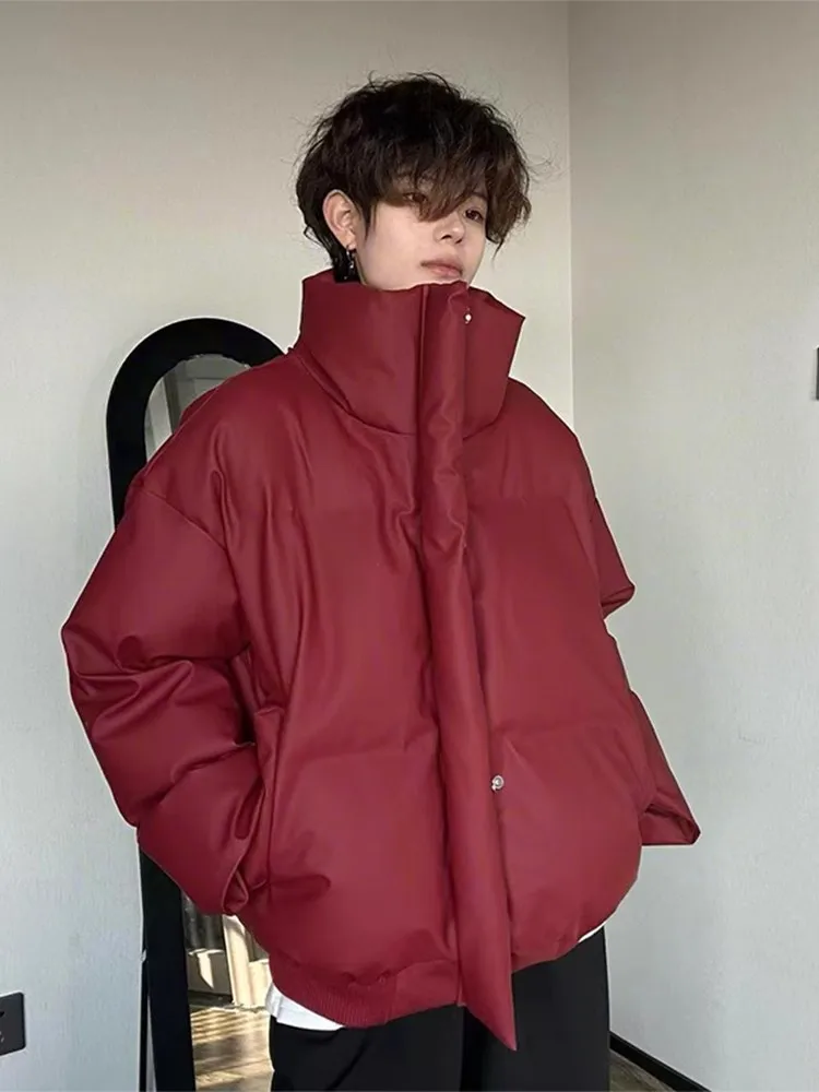 الفاخرة بو الجلود ort الرجال أسفل Jaet الخبز Sle القطن معطف الأمريكية طوق سستة إغلاق الدافئة Thiened الشتاء ملابس خارجية #5