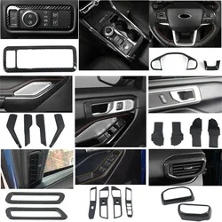 LHD!!! Carbon Fiber Black Interior Kit Cover Decor Trims ABS Car Accessories 25pcs for Ford Explorer 2020 2021 2022 2023