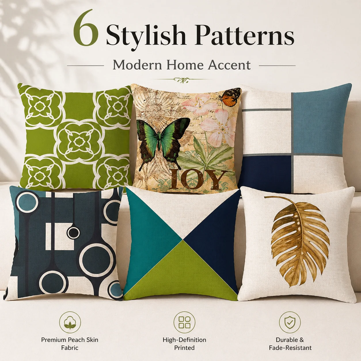 Modern Geometric Color Block Cushion Cover Peach Skin 2D Flat Print Throw Pillow Case For Living Room Sofa Spring Decor 45x45