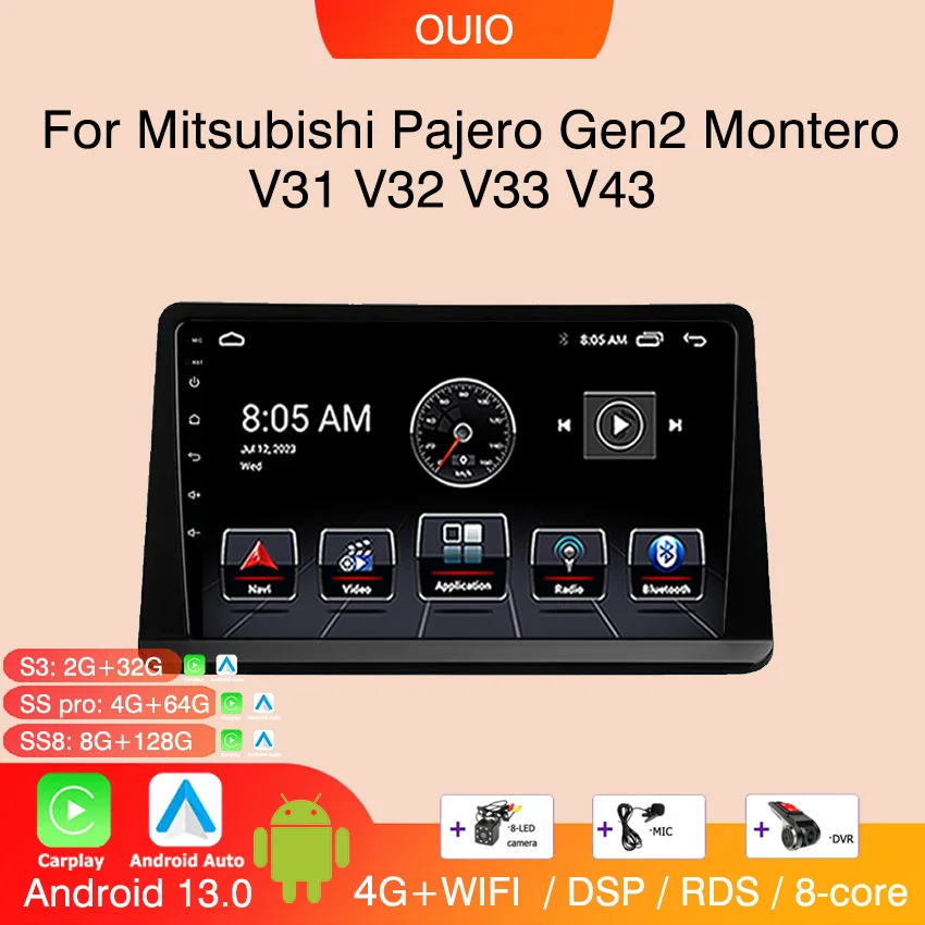 

Android 13 Radio For Mitsubishi Pajero Montero V31 Cheetah Kingbox Car stereo Multimedia Player Carplay Auto GPS navigation DSP