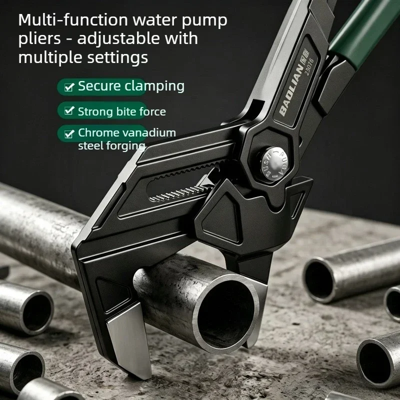 Multifunctional Water Pump Pliers Quick Adjust Large Opening Universal Pipe Pliers Adjustable Wrench Plumbing Repair Hand Tool