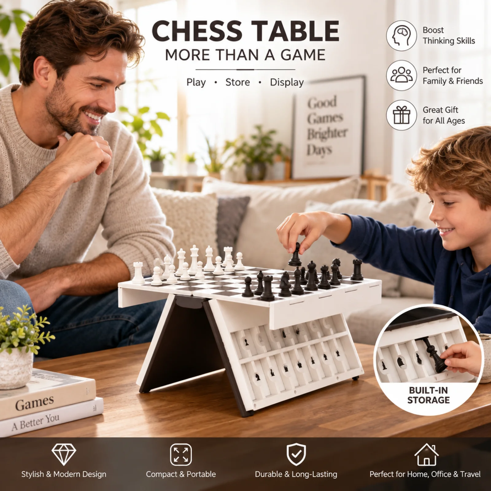 Chess Board Game Bookgame-Style Case with Chess Pieces Foldable for Travel