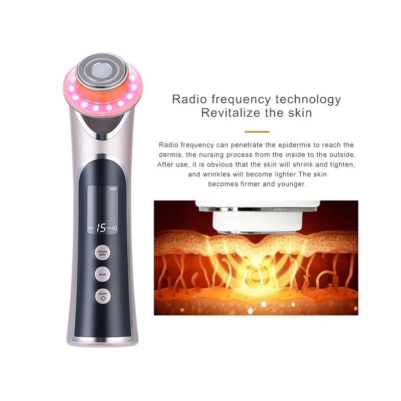 Portable Skin Tightening Wrinkle Removal Face Lifting Red Light Therapy Face Care Warm Microcurrent Facial Beauty Device