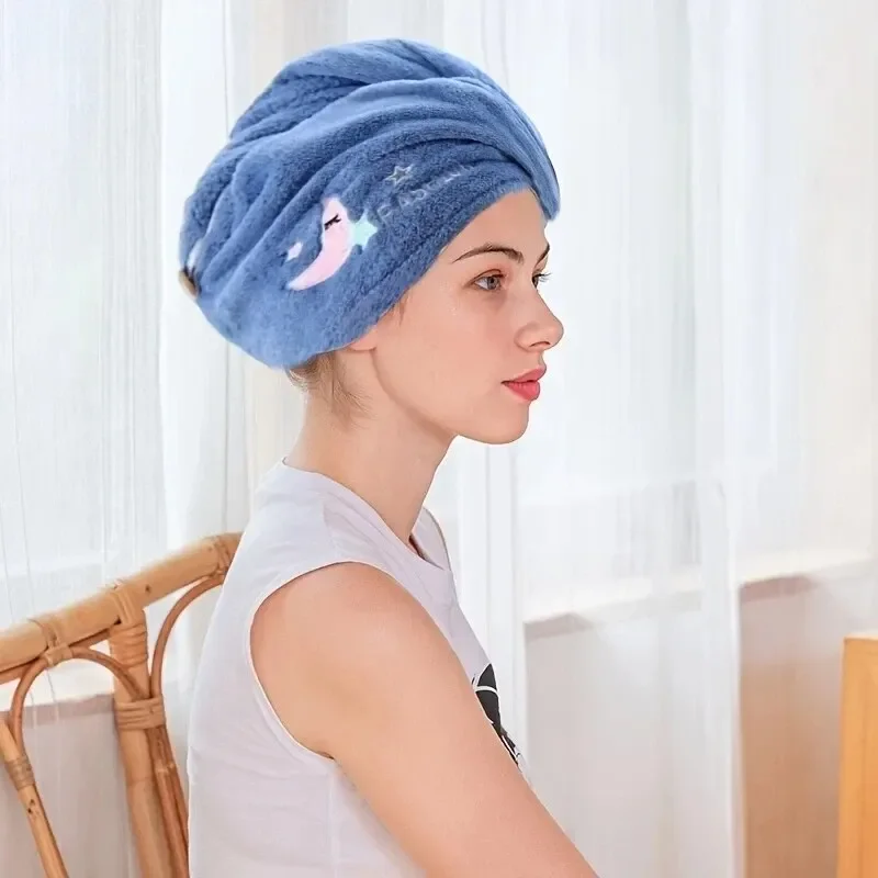 Chapeau super absorbant pour séchage rapide des cheveux, serviettes de tête douces pour femmes, bonnets ronds mignons pour filles, 1 pièce