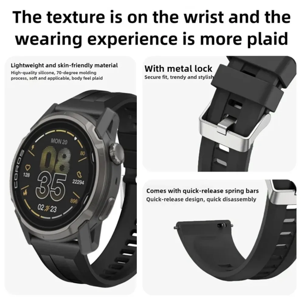 22 مللي متر حزام سيليكون رياضي لـ COROS PACE 3-Pro/APEX 4 42 مللي متر شريط مريح لـ Suunto Vertical 2-1/Race 2-S/Run/Ocean سوار #2