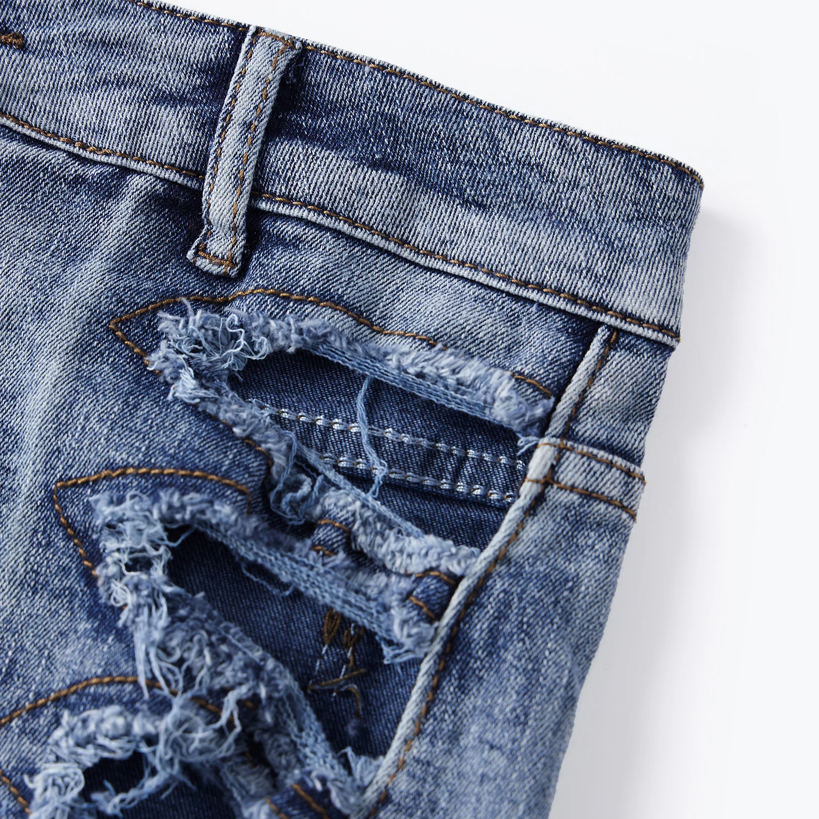Women's Light Blue Ripped Cutout Denim Shorts - High Waist Frayed Hem Distressed Slim Fit Y2K Streetwear Hot Pants