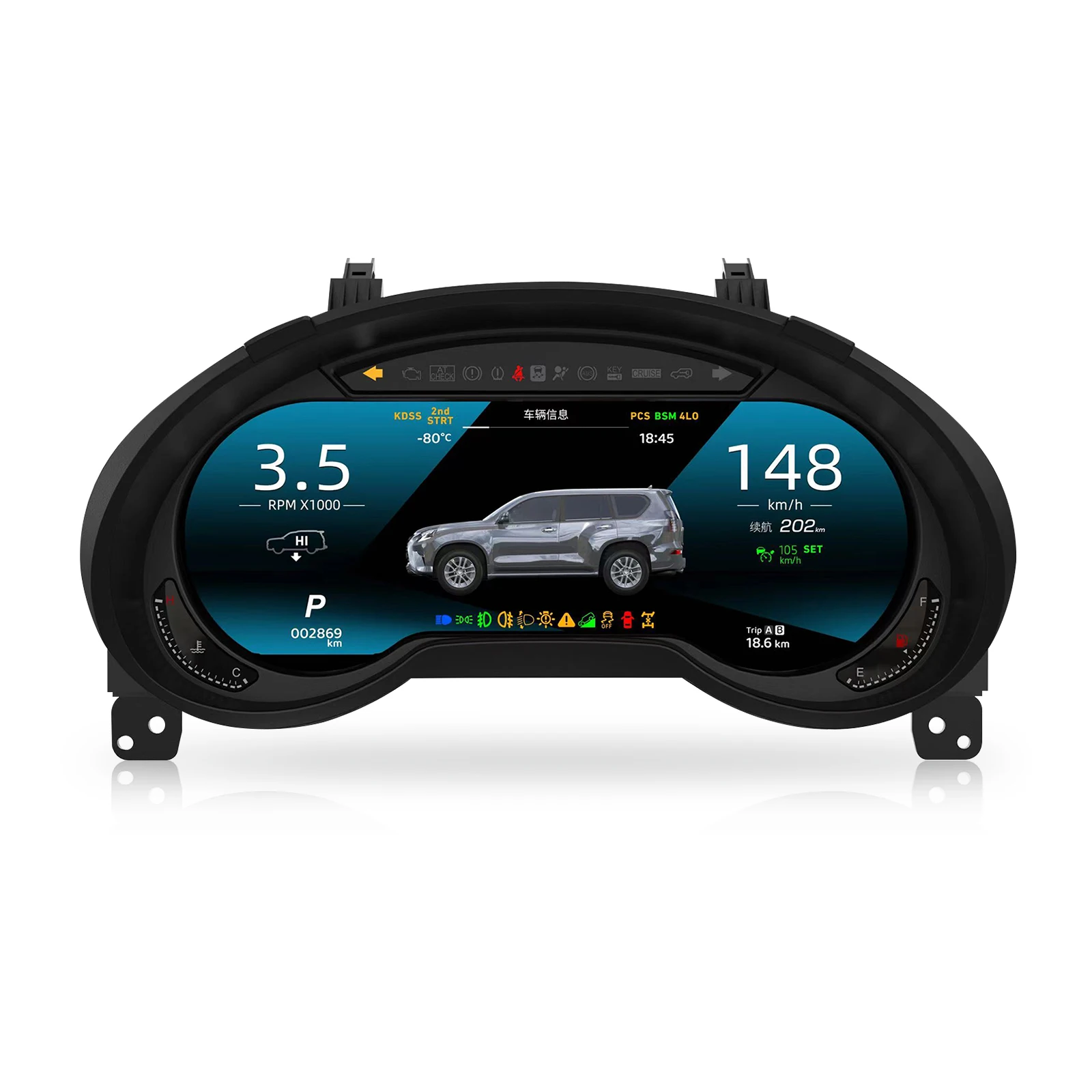 12.3 Inch Auto Instrument LCD Digital Dashboard Display Cluster  Virtual Cockpit for  GX460 GX400 2009 2020