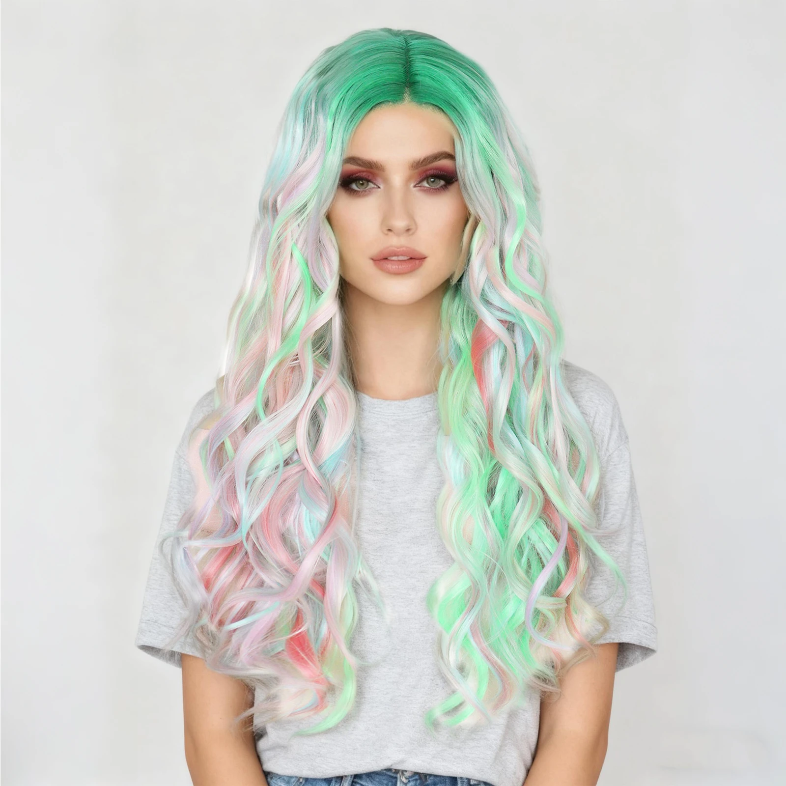 

Длинный надувной - пушистый синтетический парик спереди, предварительно выщипанные натуральные волосы 13*4,5*1 HD, вьющийся волнистый парик для женщин