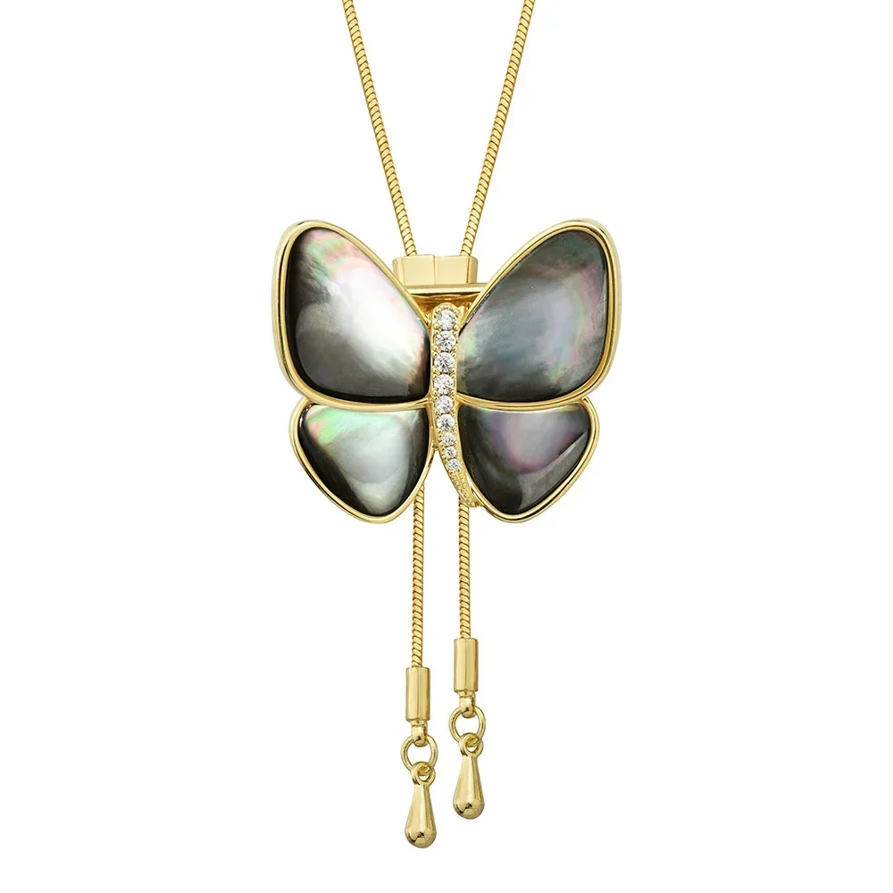 

Two-color pull-out butterfly sweater chain, elegant and versatile butterfly long necklace, fashionable clothing necklace