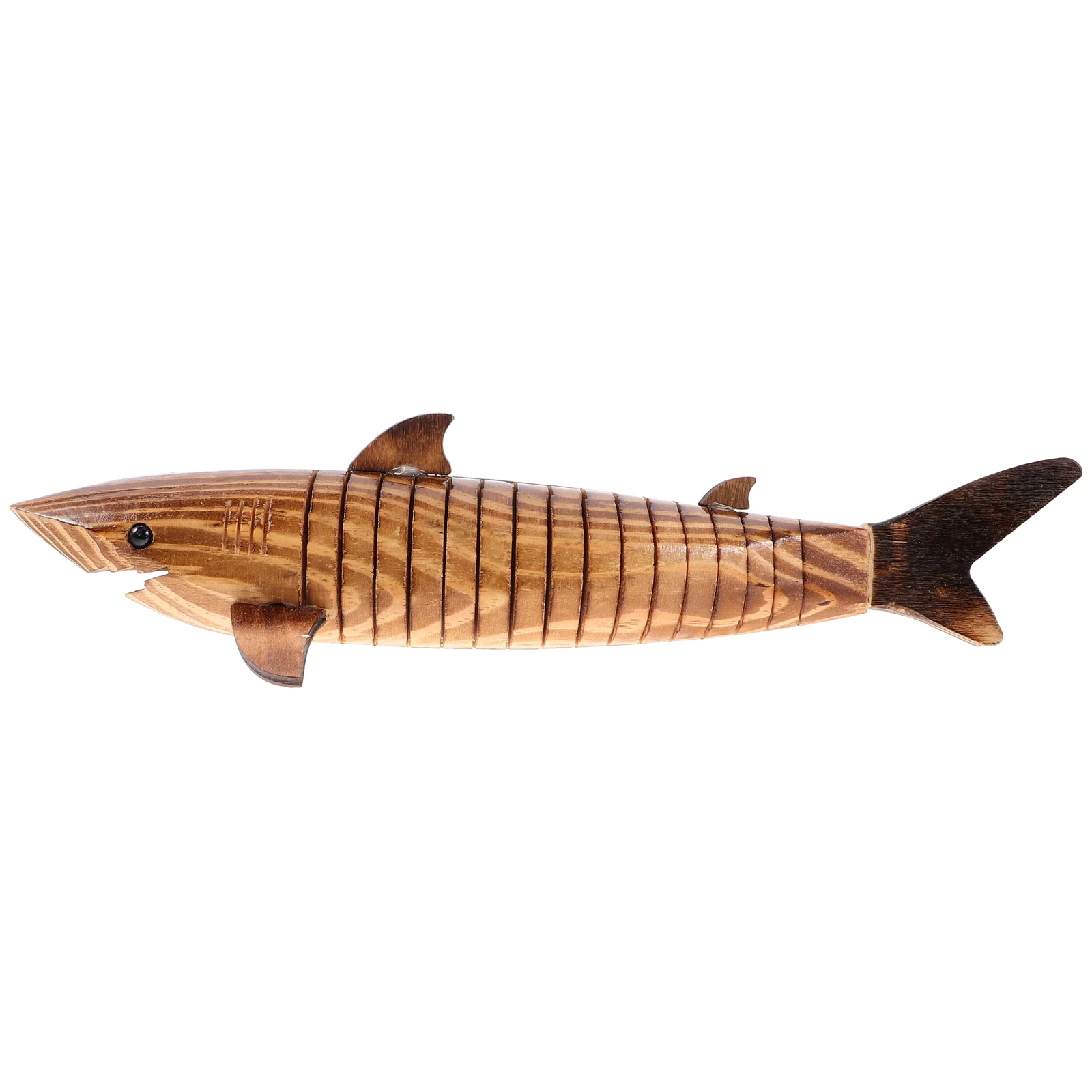 Sharks Toy Wooden Carbonized 33cm Model Toys Animals Sculpture Statue Desktop Craft