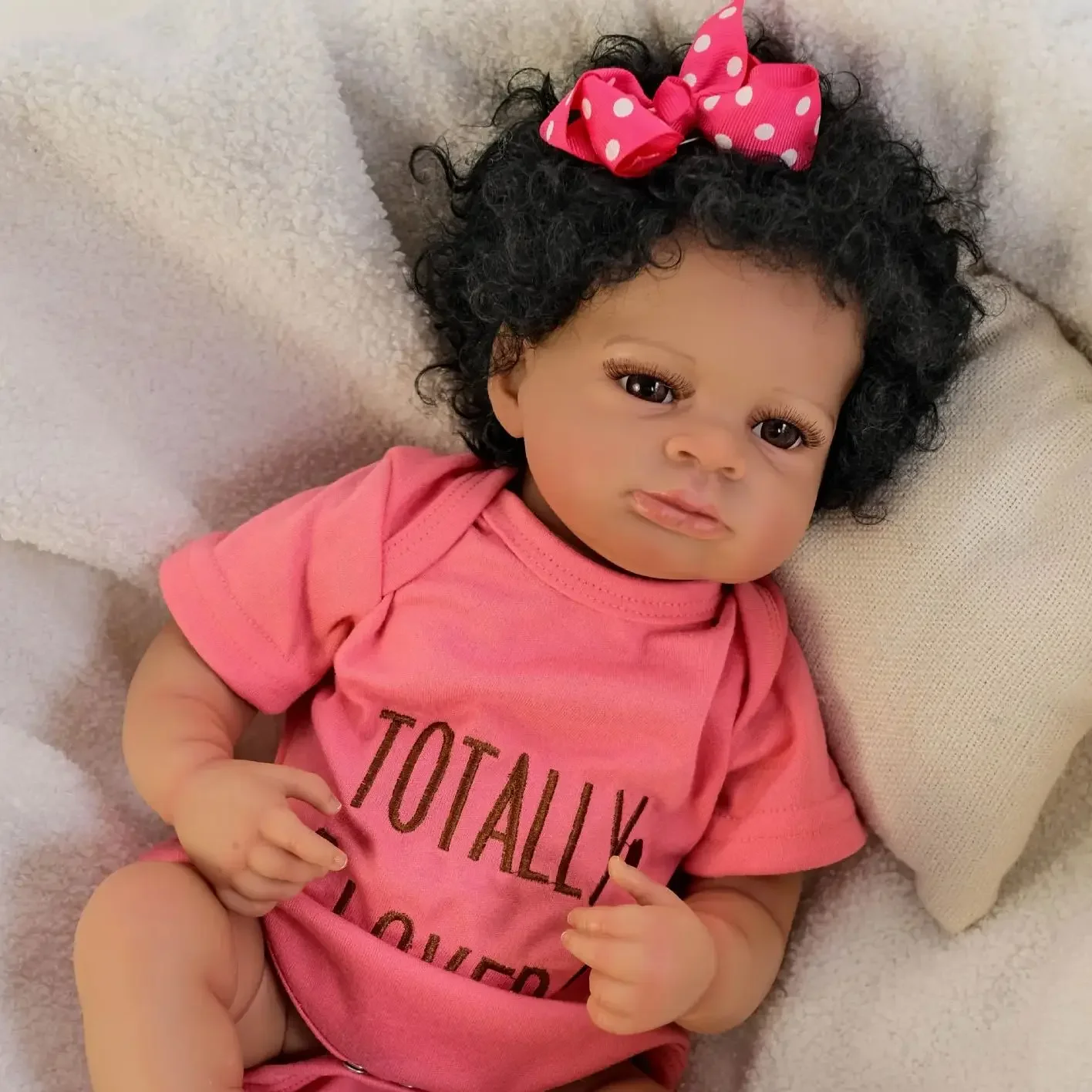 

Risbecko 20 Inch Lifelike Black Reborn Baby Doll - African American Soft Cloth Body Doll - Birthday Gift/Christmas Gift