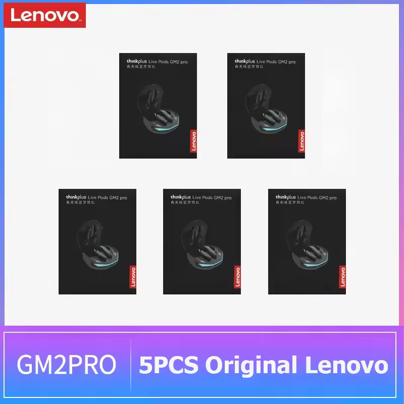 5PCS 오리지널 Lenovo GM2 Pro 무선 블루투스 이어폰 Xiaomi 용 스테레오 소음 감소 범용 스포츠 헤드셋 마이크