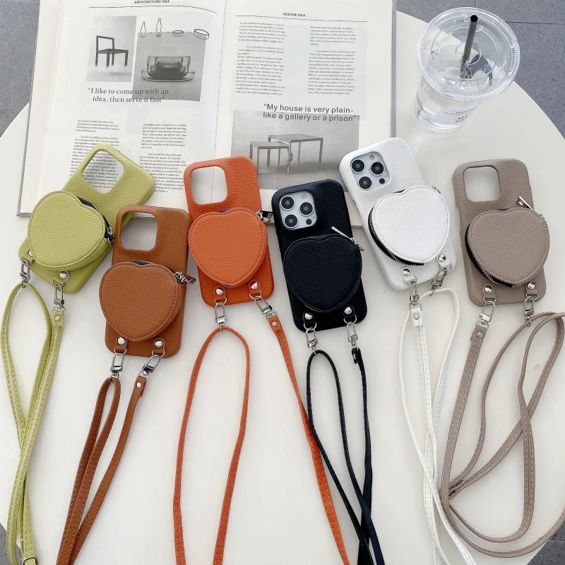 

FHX-18D New iphone15 mobile phone case suitable for iphone15pro 14 13 12 love mobile phone case multifunctional storage bag