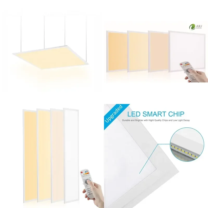 40W Dimmable LED Panel Light 600x600mm Slim Recessed Ceiling Lamp 2x2ft Industrial Commercial Lighting Fixture