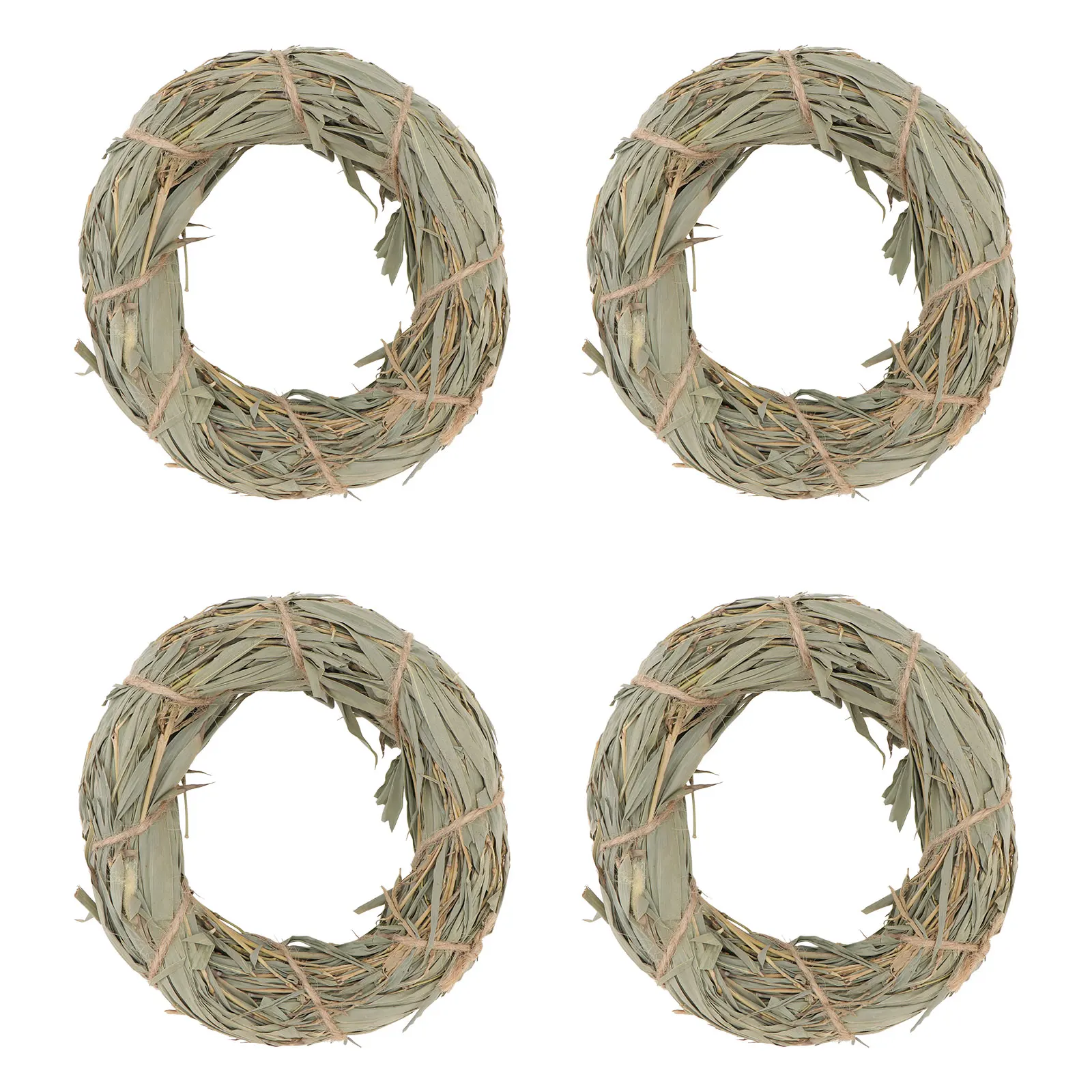 

4pcs Pet Molar Grass Ring Natural Chew For Rabbits Hamsters Eco-Friendly Durable Teeth Grinding Grass Pet Supplies Wood Color