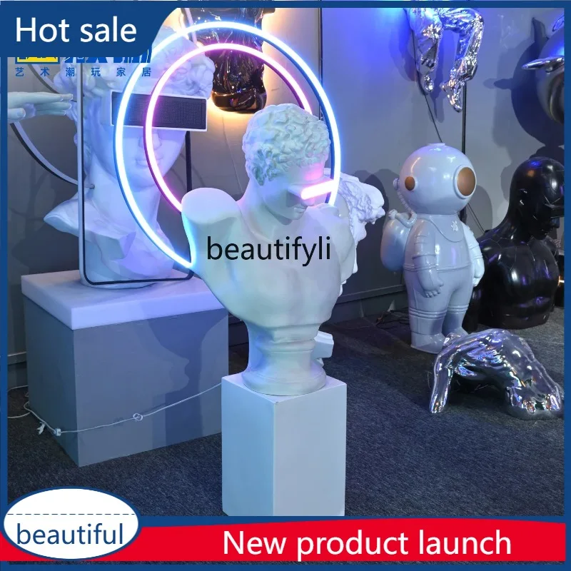 a17 Creative Trendy Luminous Figure Sculpture Model Fiberglass Light Circle David Wall Wall Decoration KTV Ornament