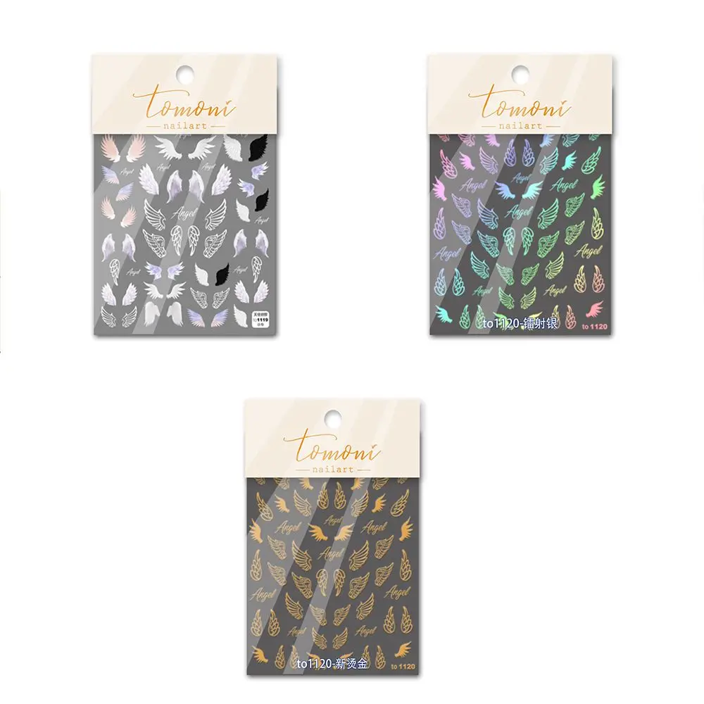 DIY تصميم خاص ملصقات بمادة لاصقة ذاتية منقوشة مسمار الفن صائق ثلاثية الأبعاد أجنحة الملاك مسمار ملصق مسمار الزينة مانيكير أداة #4