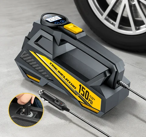 Corded Portable Car Air Pump Upgraded 12V 150PSI Electric Tire Inflator Pump Motorcycle Bike Ball LED Light Car Air Compressor