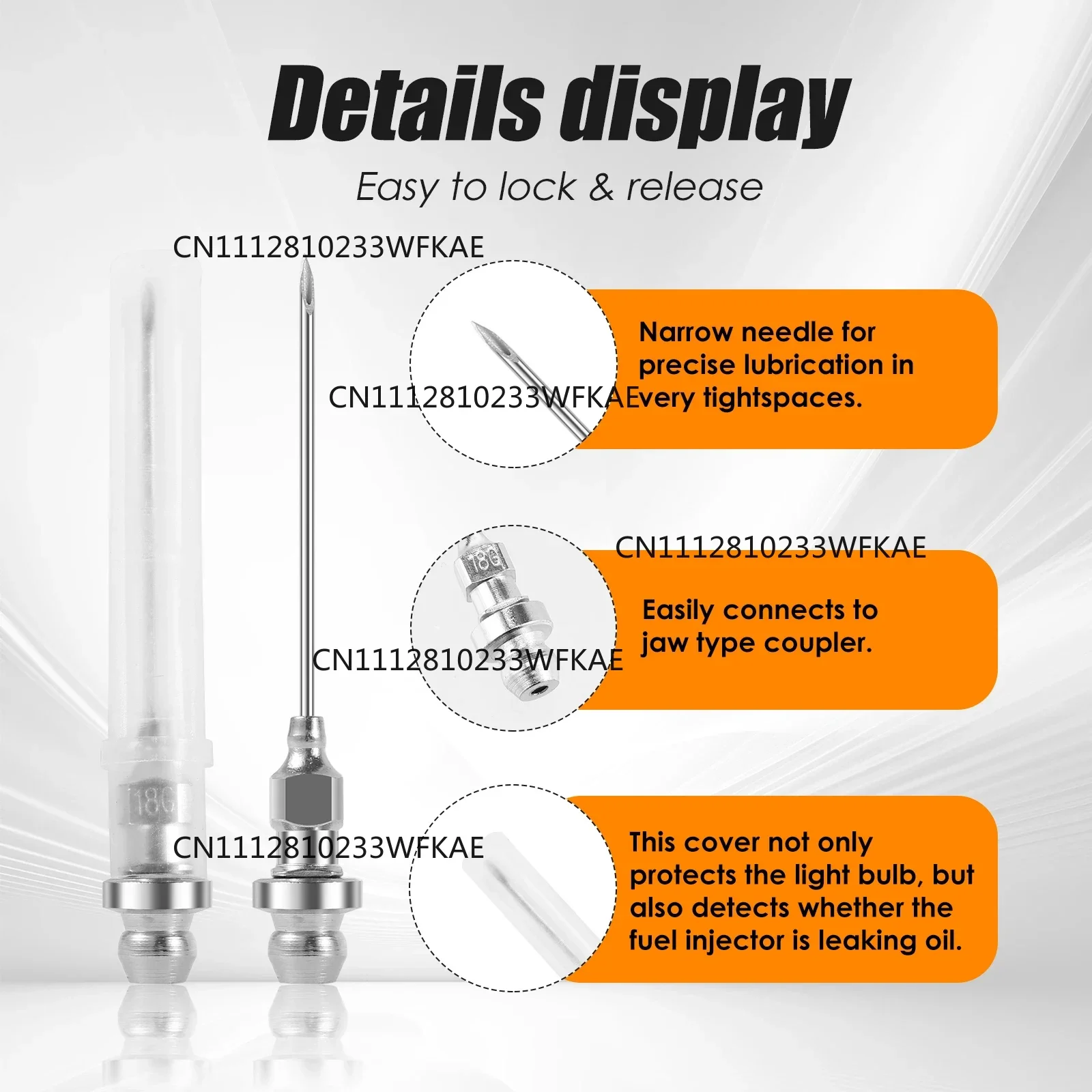 Grease Gun Needle Tip Anti Leaking Lubricating Grease Gun Injector Needle Nozzle Car Repair Tools with Rubber Nipple