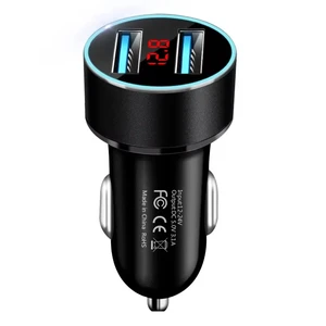 3A 15W Double USB xe hơi Bộ sạc bộ sạc đèn LED Voltmeter cho tất cả các loại bộ sạc của điện thoại di động thông minh thông minh 12 Doanh số nhẹ hơn Voltimeter - №1