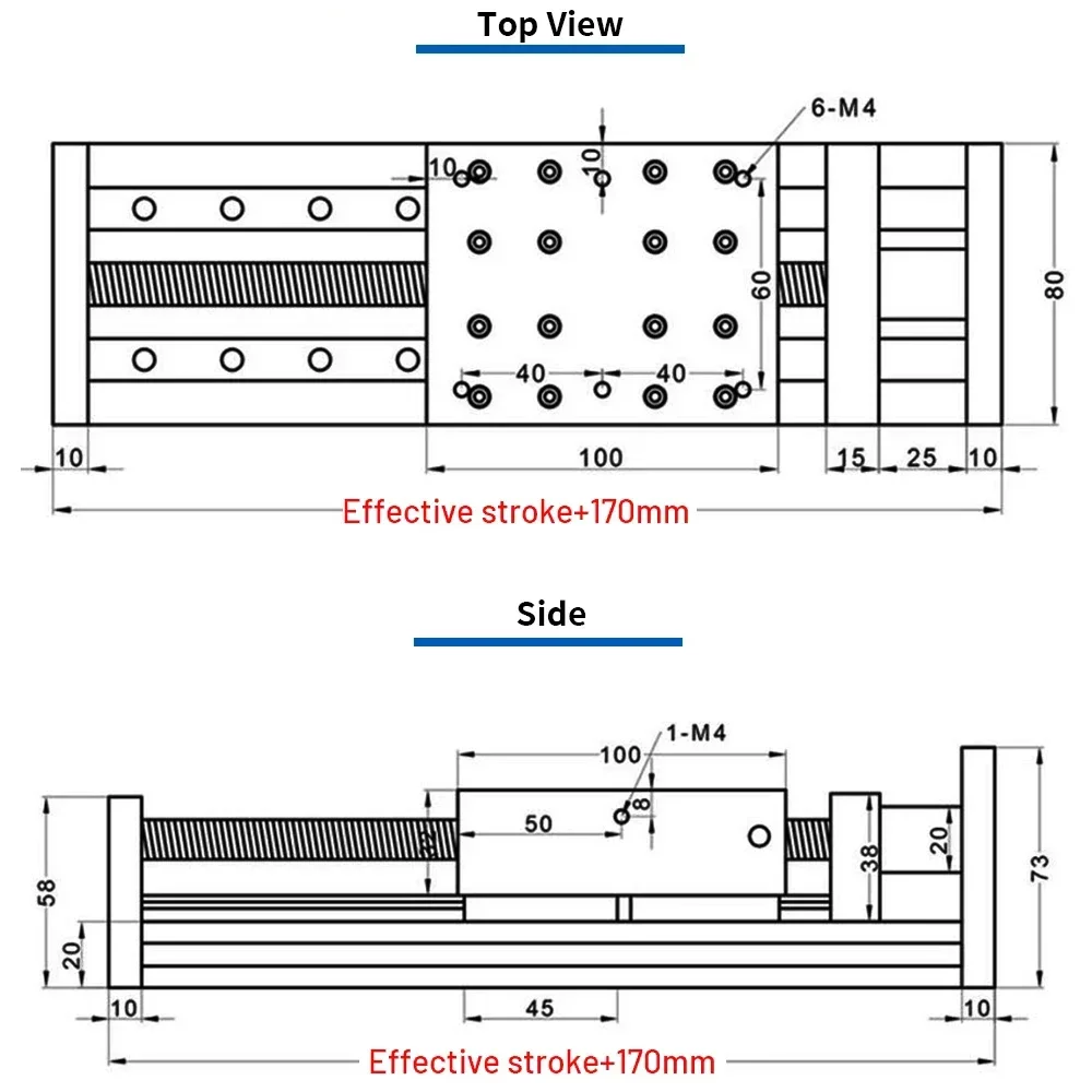 80mm Width Double Rail Sliding Table XYZ Axis CNC Ball Screw Linear Guide Table 4 Sliders SFU 1204/1605/1610 80KG Load