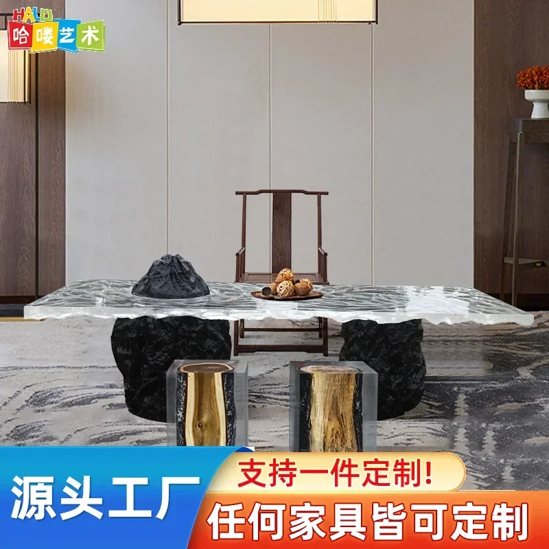 Dining room furniture simple modern glacier crystal table living room home light luxury transparent resin table