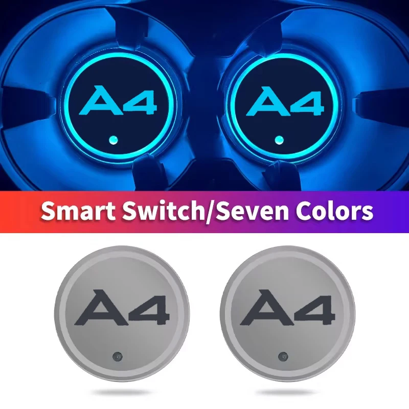

2pcs LED Car Luminous Coaster Cup Holder Anti-slip Mat Accessories For audi A4 B5 B6 B7 B8 B9